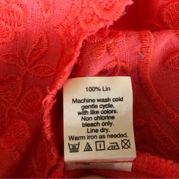 J CREW Factory Pink/Coral Embroidered Floral Shirt - Picture 13 of 13